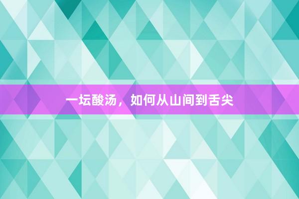 一坛酸汤，如何从山间到舌尖