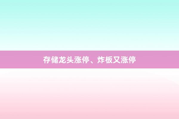 存储龙头涨停、炸板又涨停