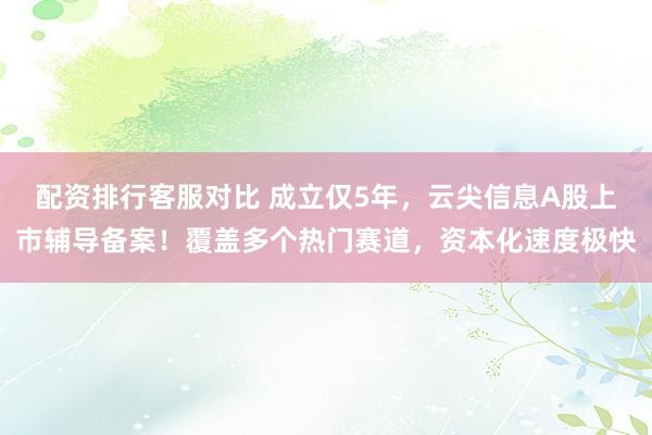 配资排行客服对比 成立仅5年，云尖信息A股上市辅导备案！覆盖多个热门赛道，资本化速度极快