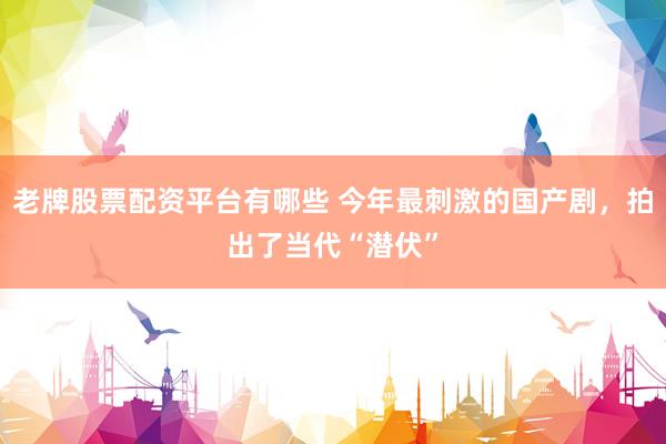 老牌股票配资平台有哪些 今年最刺激的国产剧，拍出了当代“潜伏”