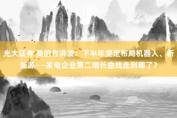 光大证券 美的方洪波：下半年坚定布局机器人、新能源——家电企业第二增长曲线走到哪了？